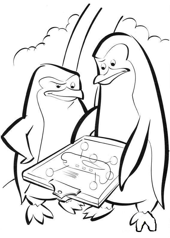 coloriage les pingouins regardent un plan